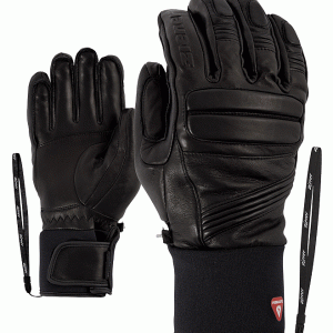 Ziener Herren Ski Handschuhe GLAZIER AS PR 8,5 Black Leder AquaShield PrimaLoft