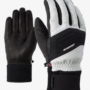 Ziener Herren Ski Handschuhe GOWON AS PR 8,5 Schwarz Weiss AquaShield PrimaLoft